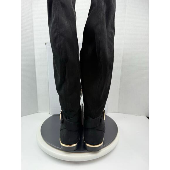 Nine West Andone 2 Over-The-Knee Boots Womens Sz 7M Wofe Calf Black Faux Suede - Picture 9 of 13